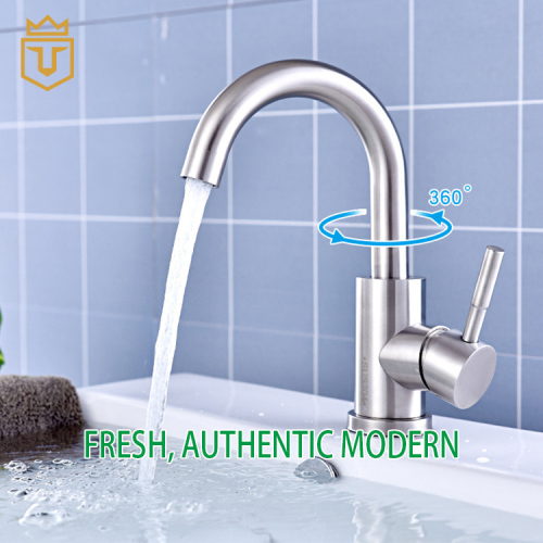 304 Single Lever Goose Neck Bathroom Faucet