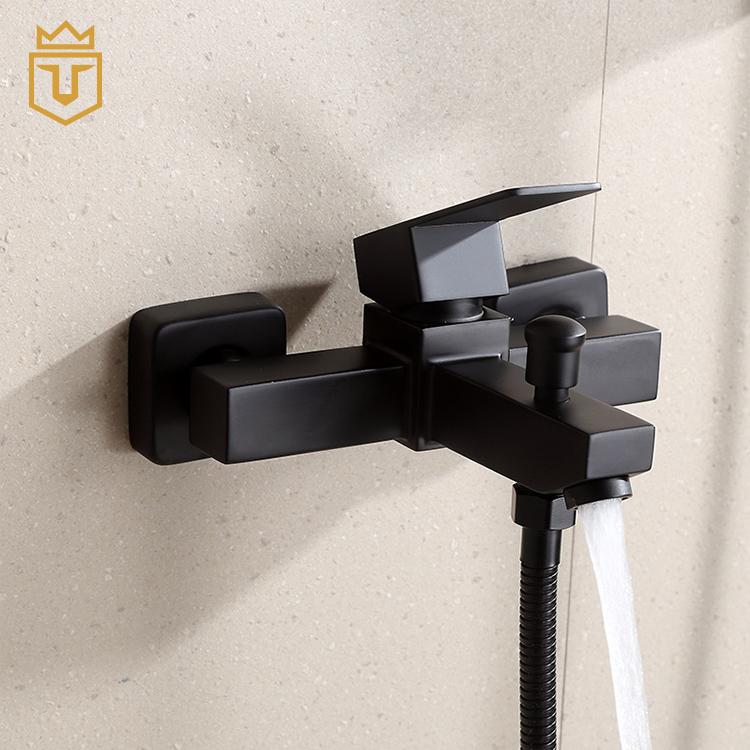 Simple SS 304 Square Hand Shower Set Black