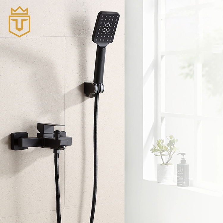 Simple SS 304 Square Hand Shower Set Black