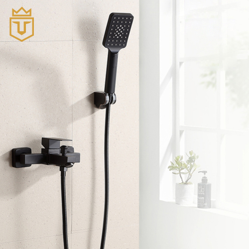 Simple SS 304 Square Hand Shower Set Black