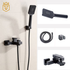 Simple SS 304 Square Hand Shower Set Black