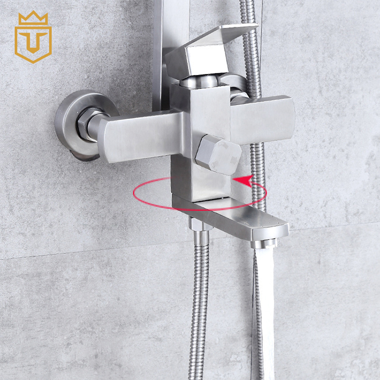 304 SS Bathroom Square Shower and Mixer Set