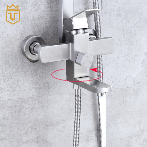 304 SS Bathroom Square Shower and Mixer Set