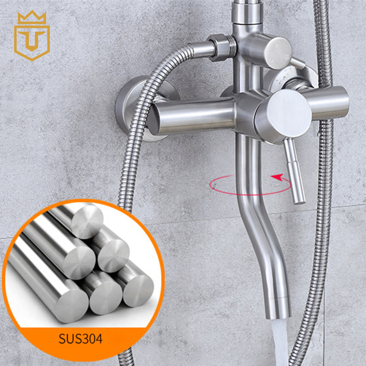 Stainless Steel Bathroom Shower Mixer Wall Set
