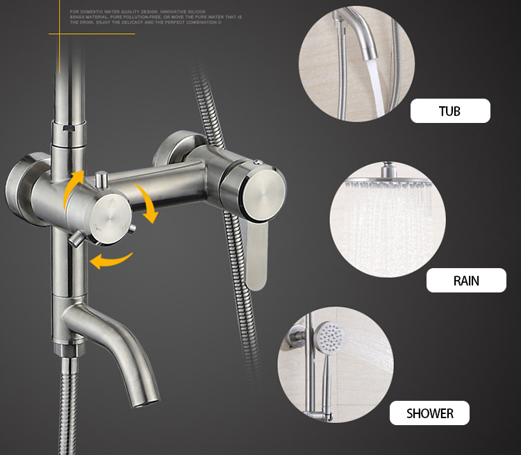 Exposed Pipe System Ss Shower Set Wall Mounted Shower Sets Exposed Shower Sets