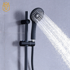 Black Bathroom Shower Set with Holder Shelf