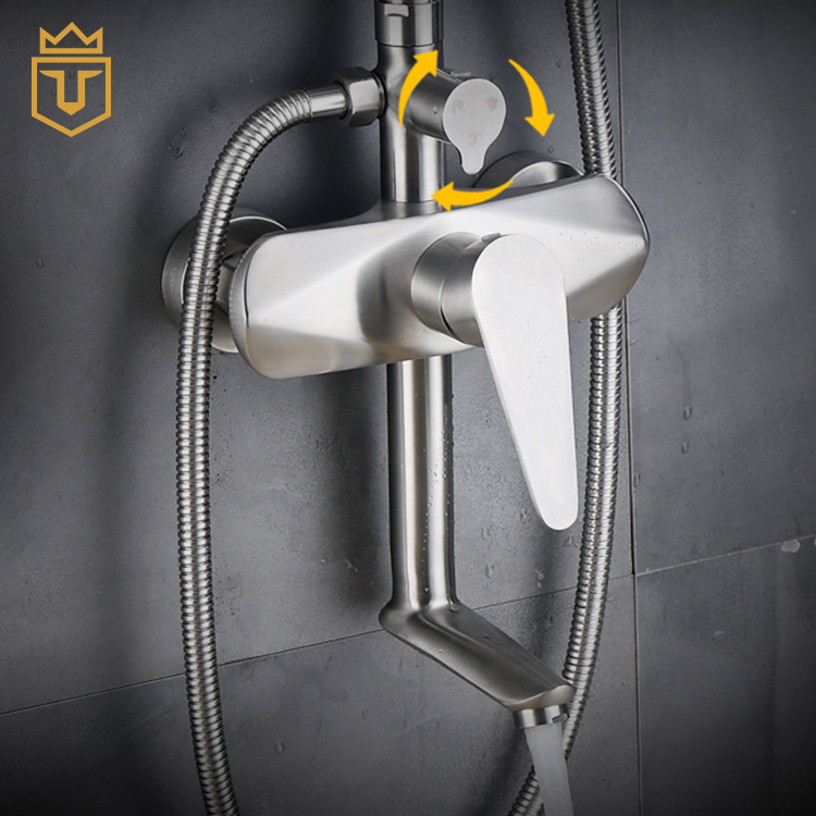 Brushed SS 304 Exposed Wall Mounted Shower Set