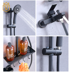 Black Bathroom Shower Set with Holder Shelf