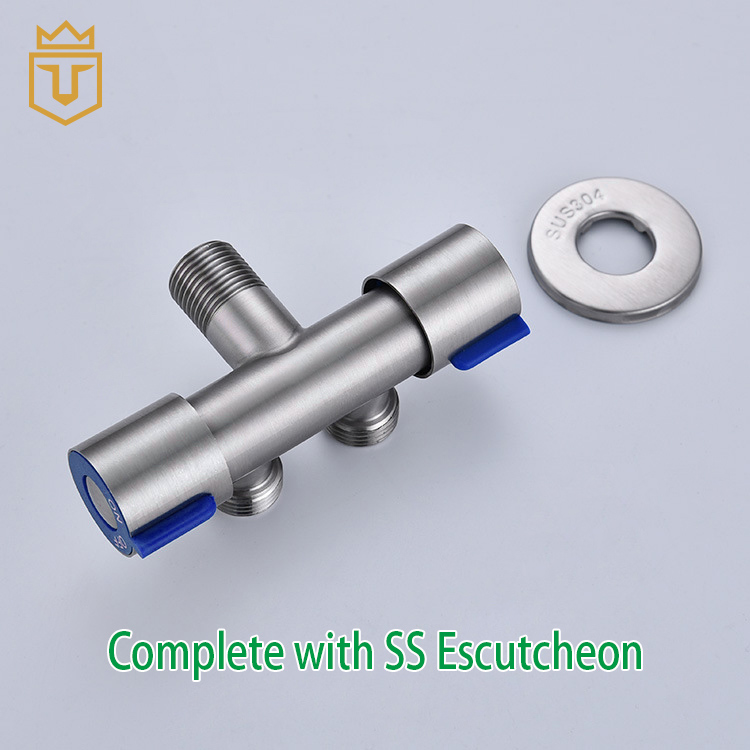 Cold Water SS 304 2 Outlets Dual Angle Valve