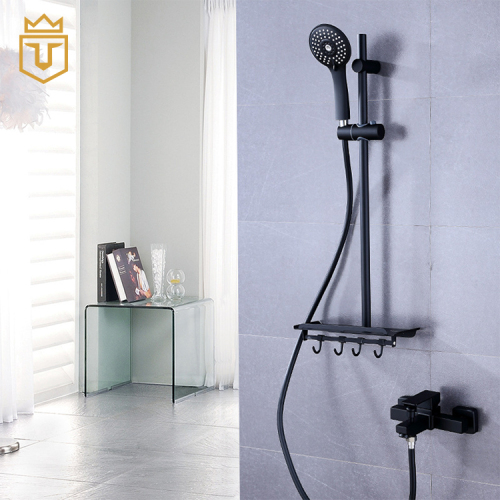 Black Bathroom Shower Set with Holder Shelf