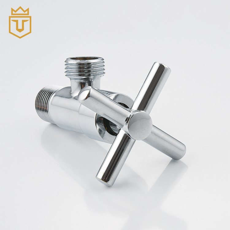 Chrome Plated Cross Handle Zinc Alloy Angle Cock
