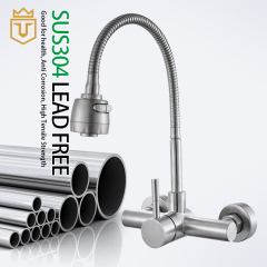 Wall Mounted Stainless Steel Flexible Hose Kitchen Mixer Taps