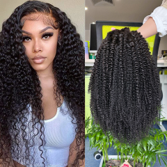 180% density Brazilian human hair bouncy fluffy afro kinky curly 13x4 full frontal wig