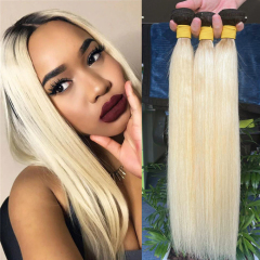 Wholesaler 1B 613 Blonde Black Roots Ombre Color Remy Brazilian Straight & Body Hair Weave Bundles With Pre Plucked