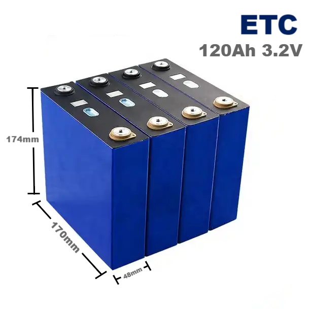 ETC 120Ah 3.2V LiFePO4 Prismatic Rechargeable Lithium Ion Battery