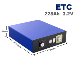 ETC 228Ah 3.2V LiFePO4 Prismatic Rechargeable Lithium Ion Battery