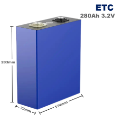 ETC 280Ah 3.2V LiFePO4 Prismatic Rechargeable Lithium Ion Battery