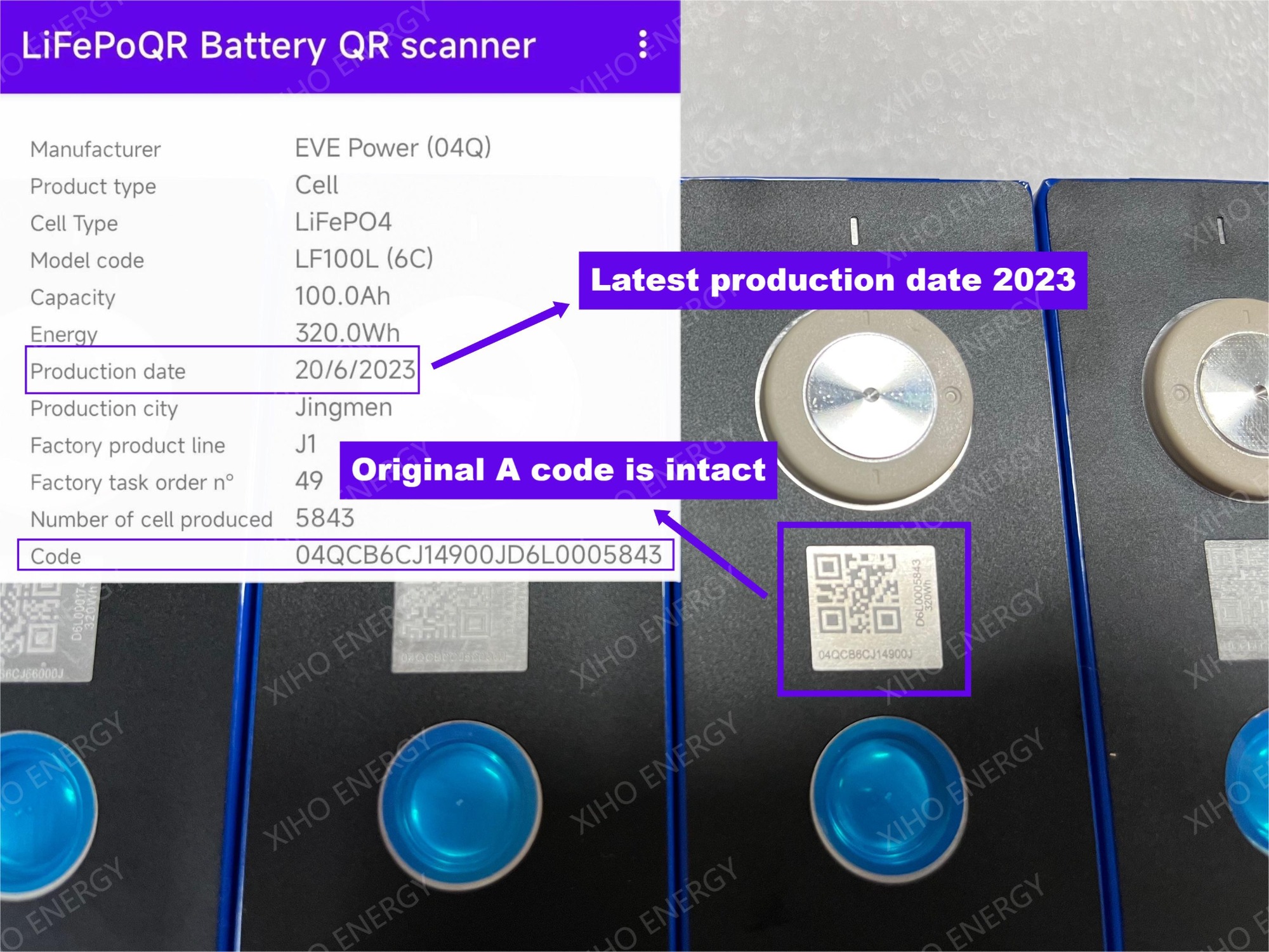 EVE 100Ah 3.2V LF100LA LiFePo4 Prismatic Rechargeable Lithium Ion Battery