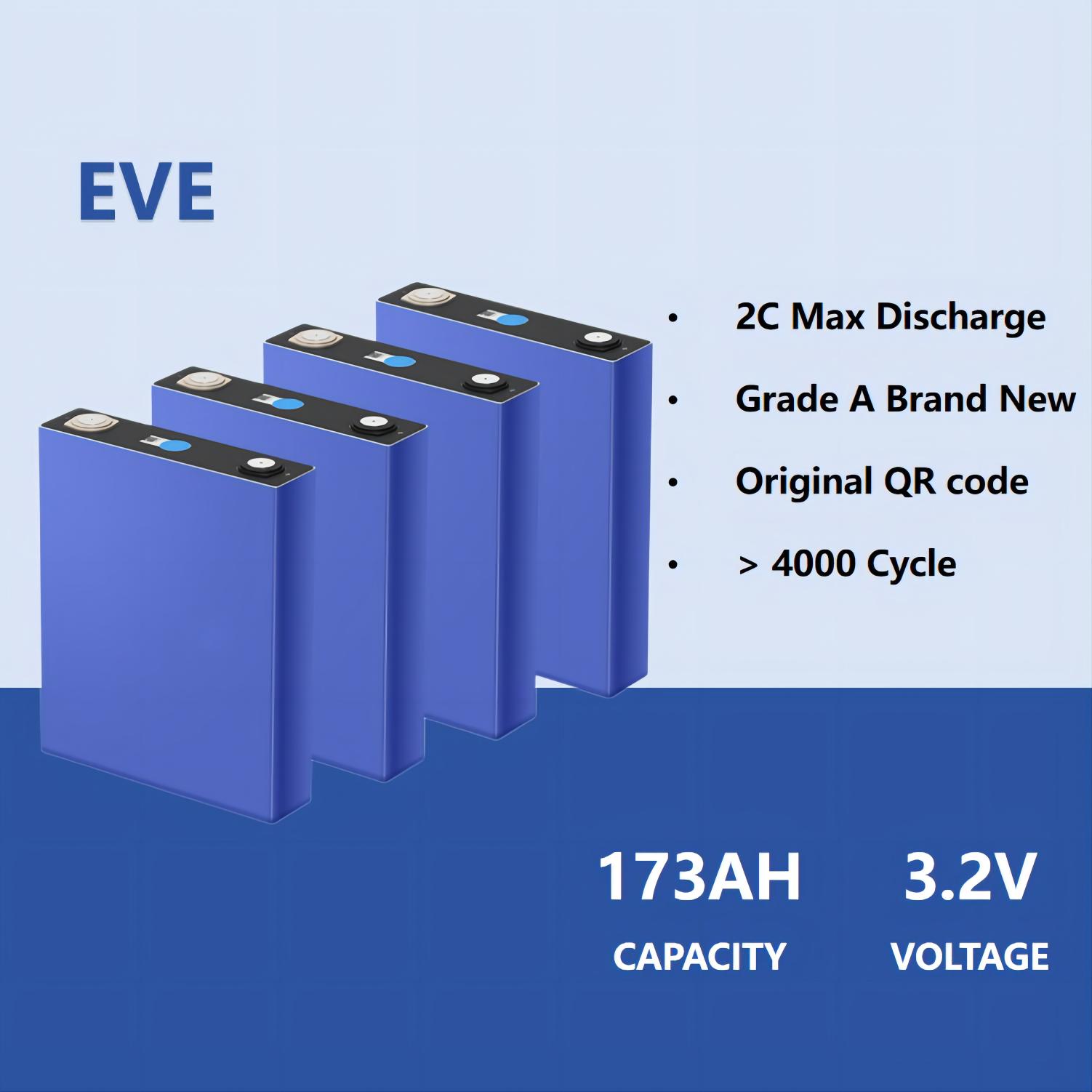 Xiho 3.2V Eve 3.2V 173Ah Prismatic Lifepo4 Battery Cells 3.2V LFP Lithium Ion Prismatic Cell Electric Vehicle Golf cart Bus Boat Lithium Ion Batteries