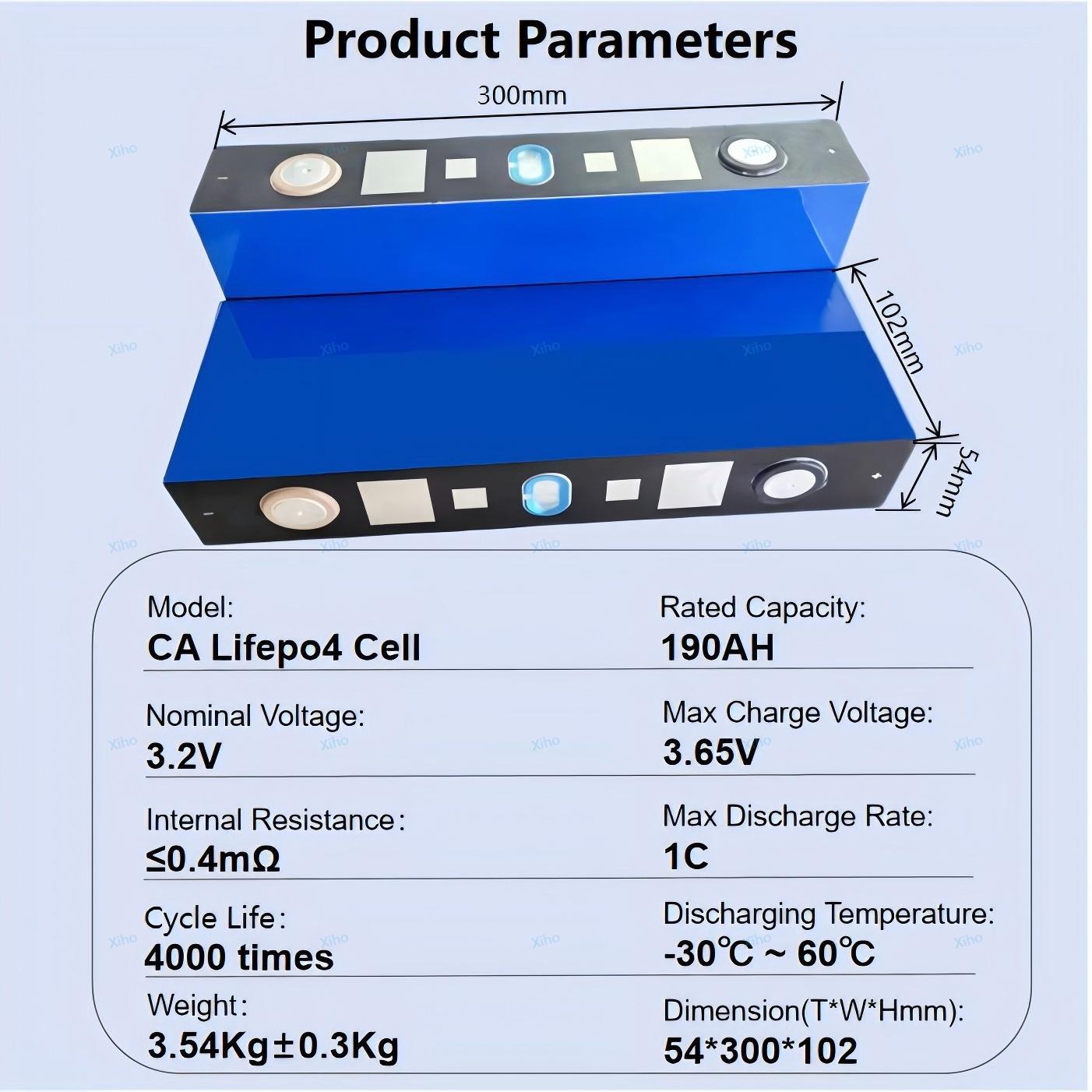 Xiho Catl 3.2V 190Ah Lifepo4 Battery Prismatic Cell Solar Lithium Ion Batteries