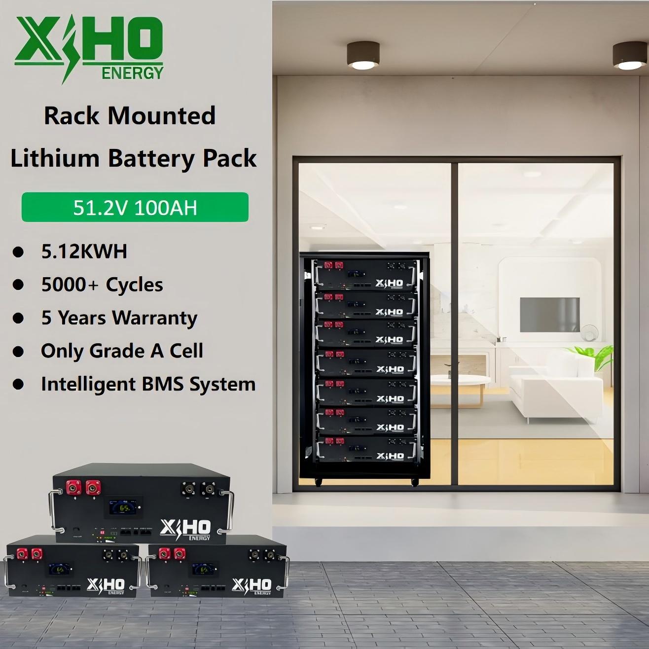 Xiho Design Rack Mounted Lithium Battery Solar Energy Storage Systems 100Ah 48V 51.2V 5KWH Lifepo4 Batteries Pack