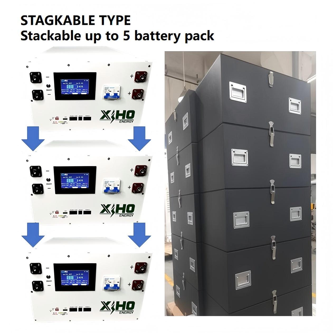 XIHO 15KWH Stackable Lithium Ion Battery Pack 51.2V 48V 300Ah 280Ah EVE LF280K Lifepo4 Grade A Cells JK BMS for Solar Home Energy Storage