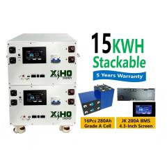 XIHO 15KWH Stackable Lithium Ion Battery Pack 51.2V 48V 300Ah 280Ah EVE LF280K Lifepo4 Grade A Cells JK BMS for Solar Home Energy Storage