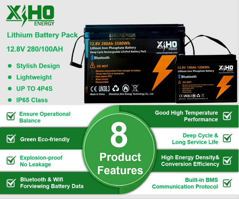 Xiho Design 1Kwh Lithium Battery Pack 12.8V 100Ah Lifepo4 Batteries Pack For Solar Energy Storage Systems