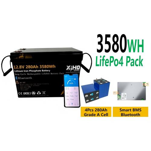 Xiho Design 3Kwh Lithium Battery Pack 12.8V 280Ah Lifepo4 Batteries Pack For Solar Energy Storage Systems