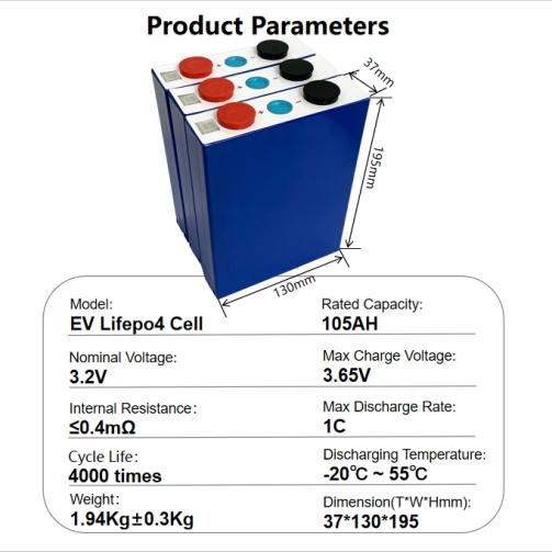 EVE 105Ah 3.2V Lifepo4 Cell 105Ah 5000 Cycles Rechargeable Batteries Lithium Iron Phosphate Battery for DIY Energy Storage