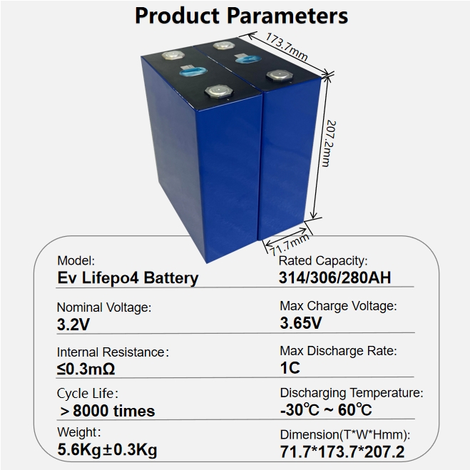 Xiho EVE 3.2V 306Ah 10000 Cycle Lifepo4 Cell Battery Rechargeable Prismatic Cell Lithium Energy Storage Battery