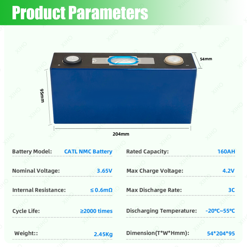XIHO Supply Price Catl 3.7V 3.65V 160Ah NMC 811 NMC 160 Ah Prismatic Lithium Ion Battery Cell