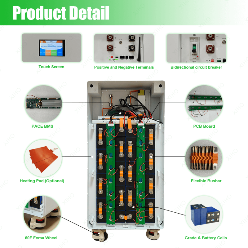 XIHO V2 Manufacturer Li Ion 51.2V 48V 314AH 280AH Lithium Cell 16S1P 16kWh 15kWh Vertical DIY Metal Lifepo4 Battery Box Wiht PACE BMS