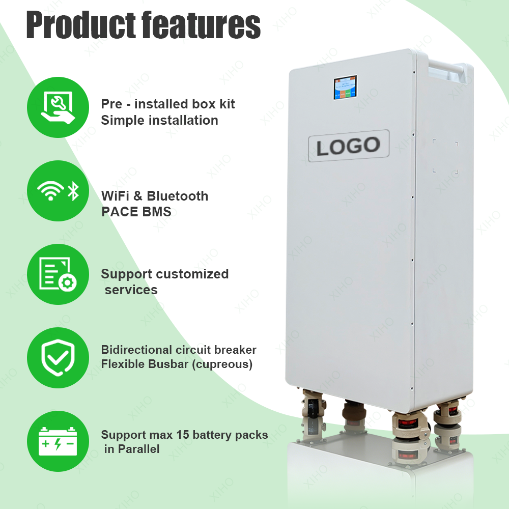 XIHO V2 Manufacturer Li Ion 51.2V 48V 314AH 280AH Lithium Cell 16S1P 16kWh 15kWh Vertical DIY Metal Lifepo4 Battery Box Wiht PACE BMS