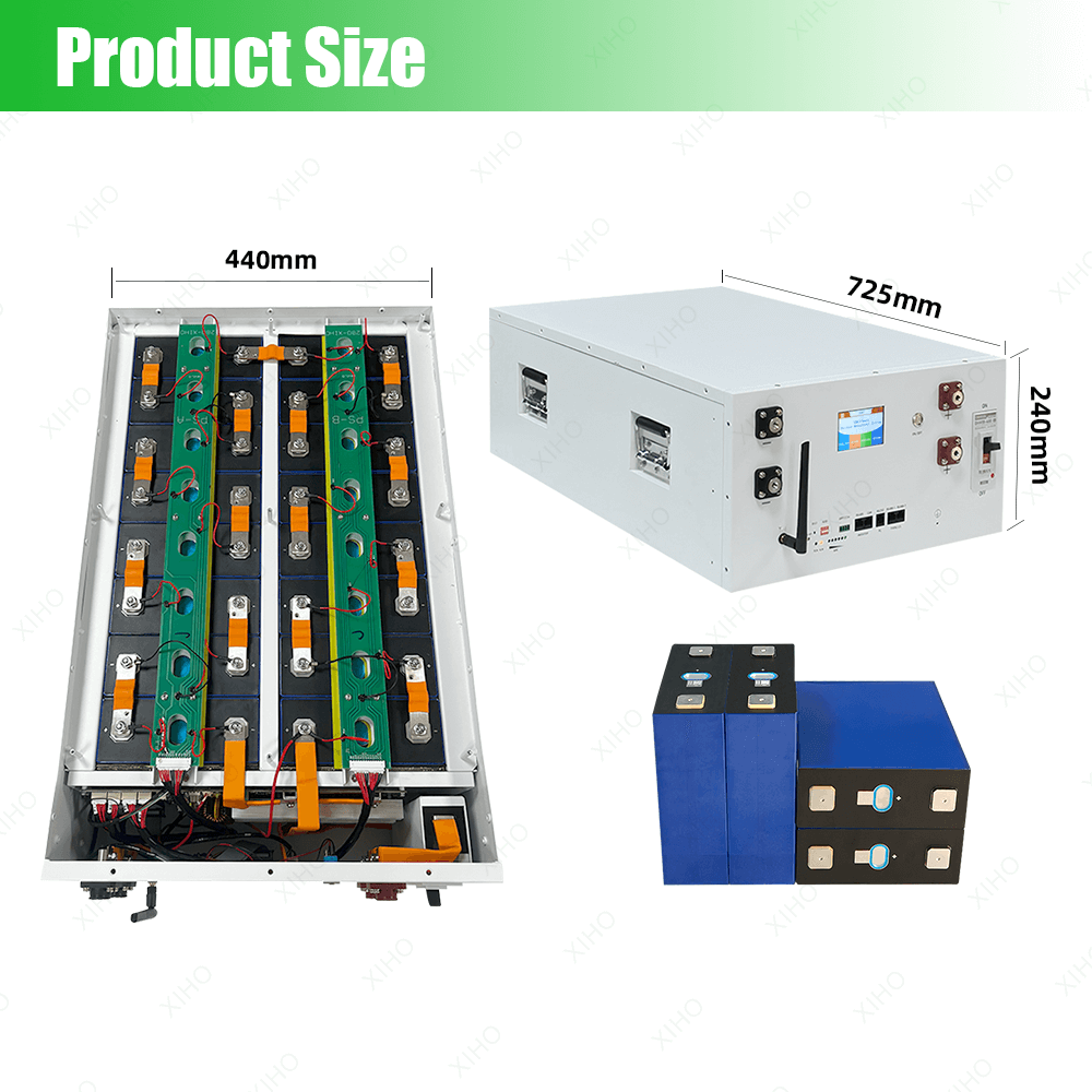 XIHO Direct 51.2V 48V 16S1P 314AH 280AH Stackable Lithium Iron Phosphate Battery DIY BOX With PACE BMS