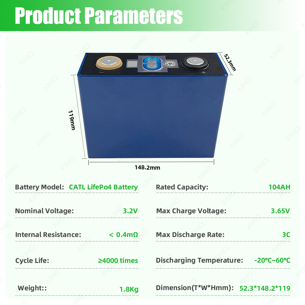 XIHO CATL 4000 Cycles 104Ah Lithium Iron Phosphate Batteries 3.2v Lifepo4 Prismatic Battery Cell