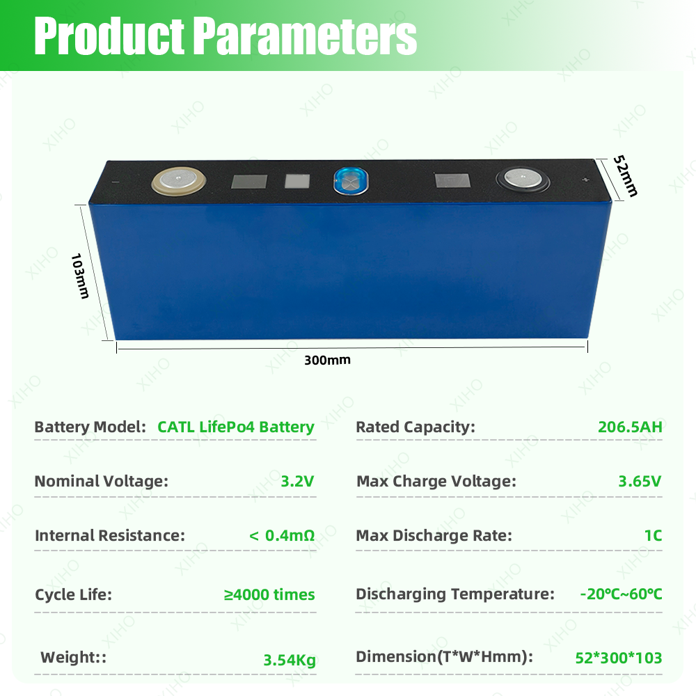 XIHO CATL 4000 Cycles LP53300104-206.5Ah 206.5Ah Lithium Iron Phosphate Batteries 3.2v Lifepo4 Prismatic Battery Cell