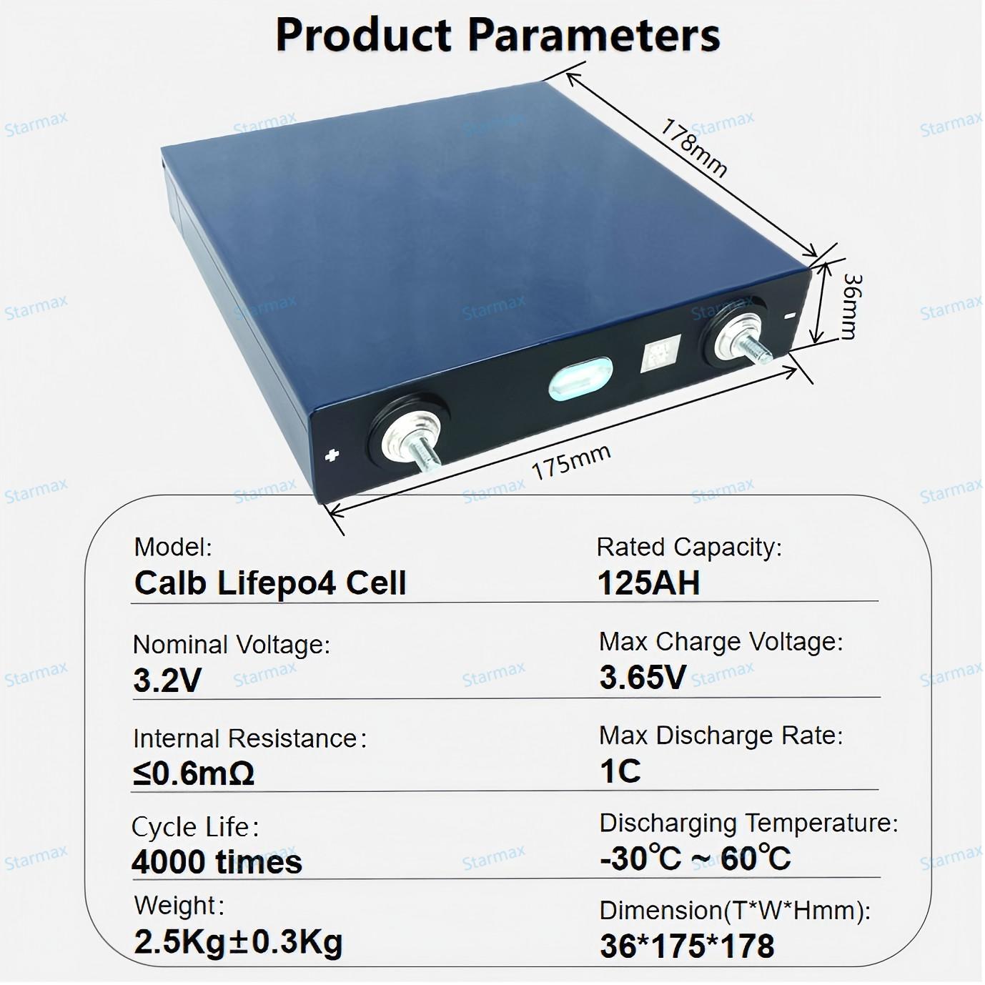 CALB 125Ah 3.2V LiFePo4 Prismatic Rechargeable Lithium Ion Battery
