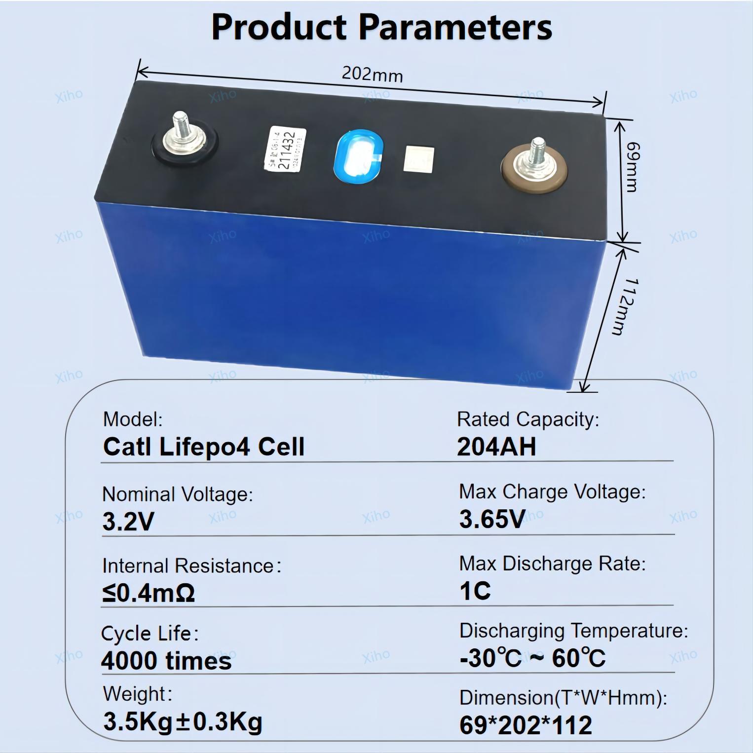 CATL LiFePO4 3.2V 204AH Lifepo4 Lithium ion Battery for Solar Storage System