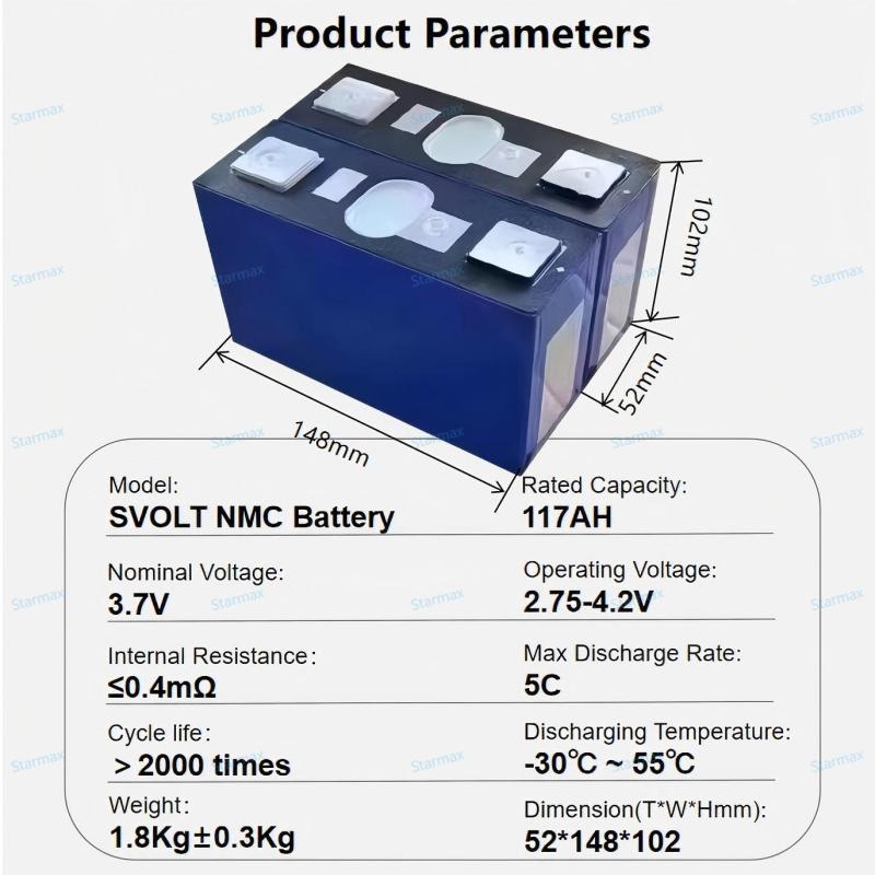 XIHO SVOLT 3.7V 117Ah Grade A NMC Prismatic Battery Cell 5C High Discharge Rate