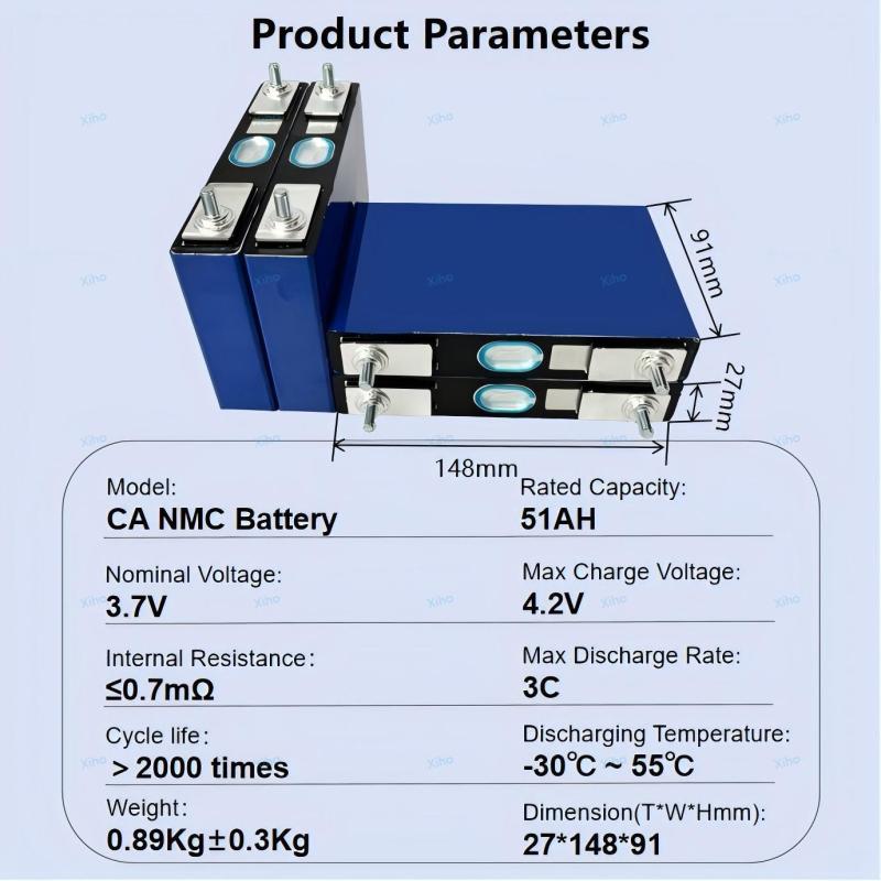 XIHO CATL 3.7V 51Ah Grade A NMC Prismatic Battery Cell