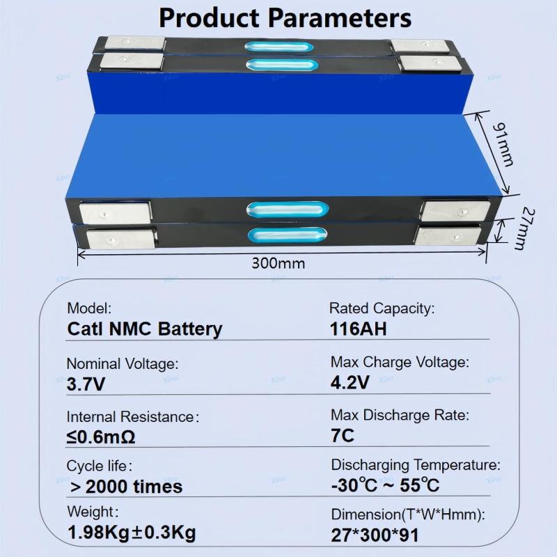 XiHO CATL 3.7V 116Ah Grade A NMC Prismatic Battery Cell 7C High Discharge