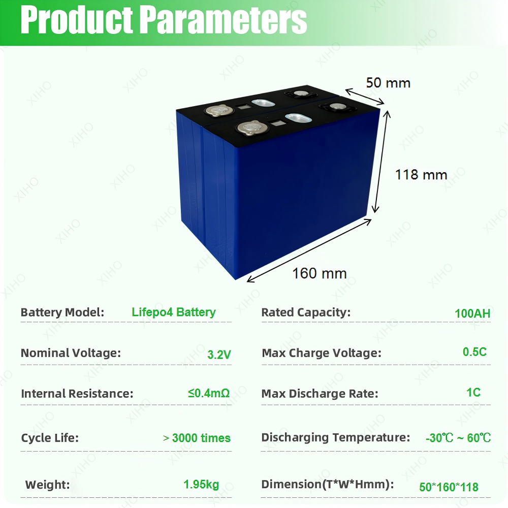 XIHO Factory Price CALB 3.2V 100Ah 3000 Cycles LiFePO4 Prismatic Battery Cell