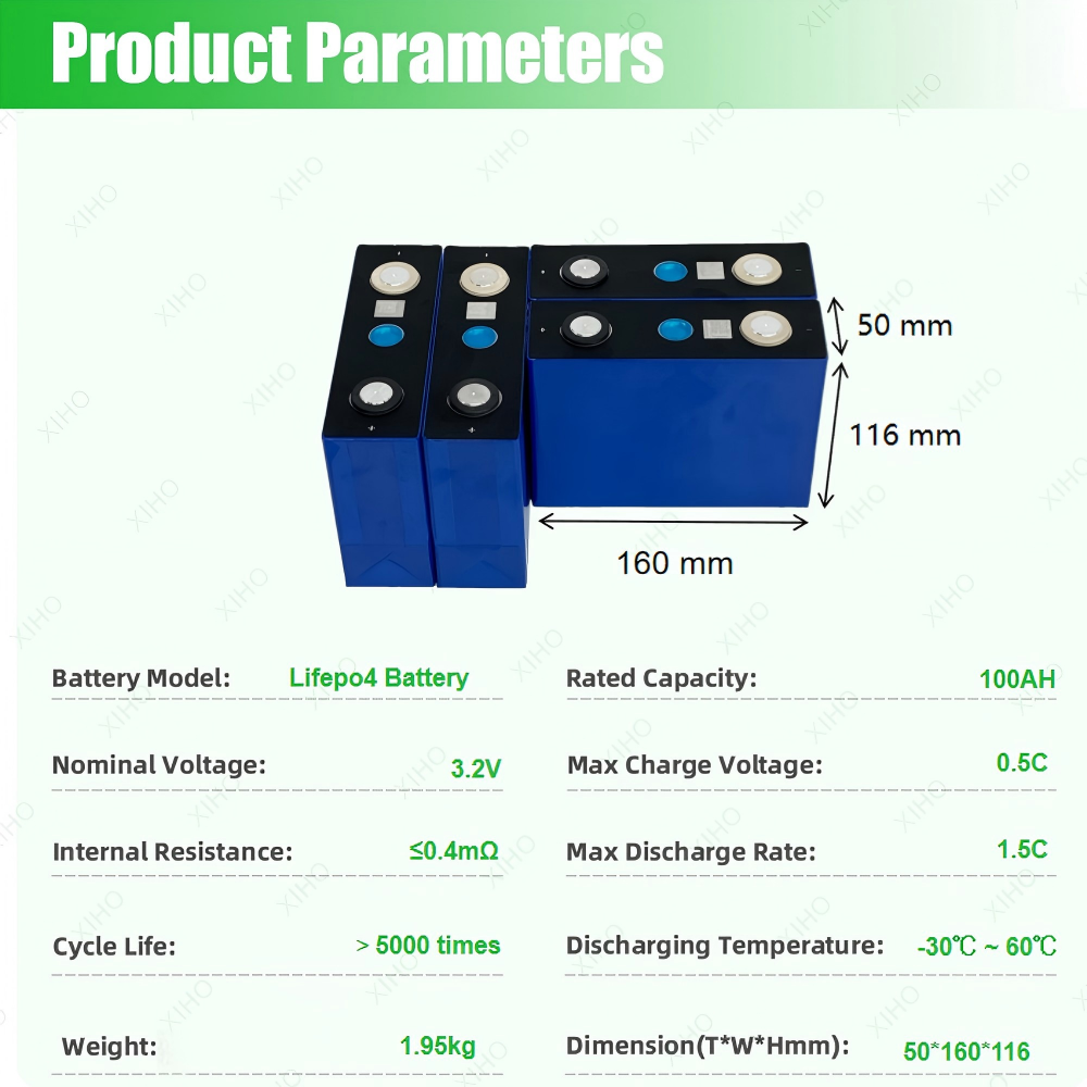 XIHO Wholesale Price EVE 3.2V 100Ah 5000 Cycles LiFePO4 Prismatic Battery Cell