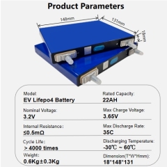 EVE 22Ah 3.2VLF22K LiFePO4 Prismatic Rechargeable Lithium Ion Battery