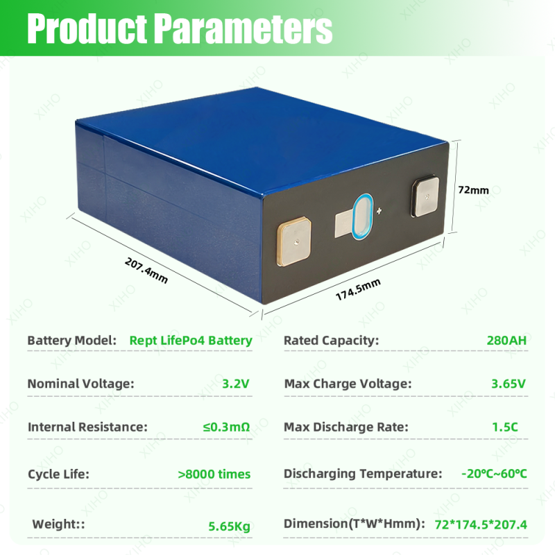 Xiho 3.2V REPT 280Ah 6000 Cycles Lithium lon Batteries For Solar Energy Storage