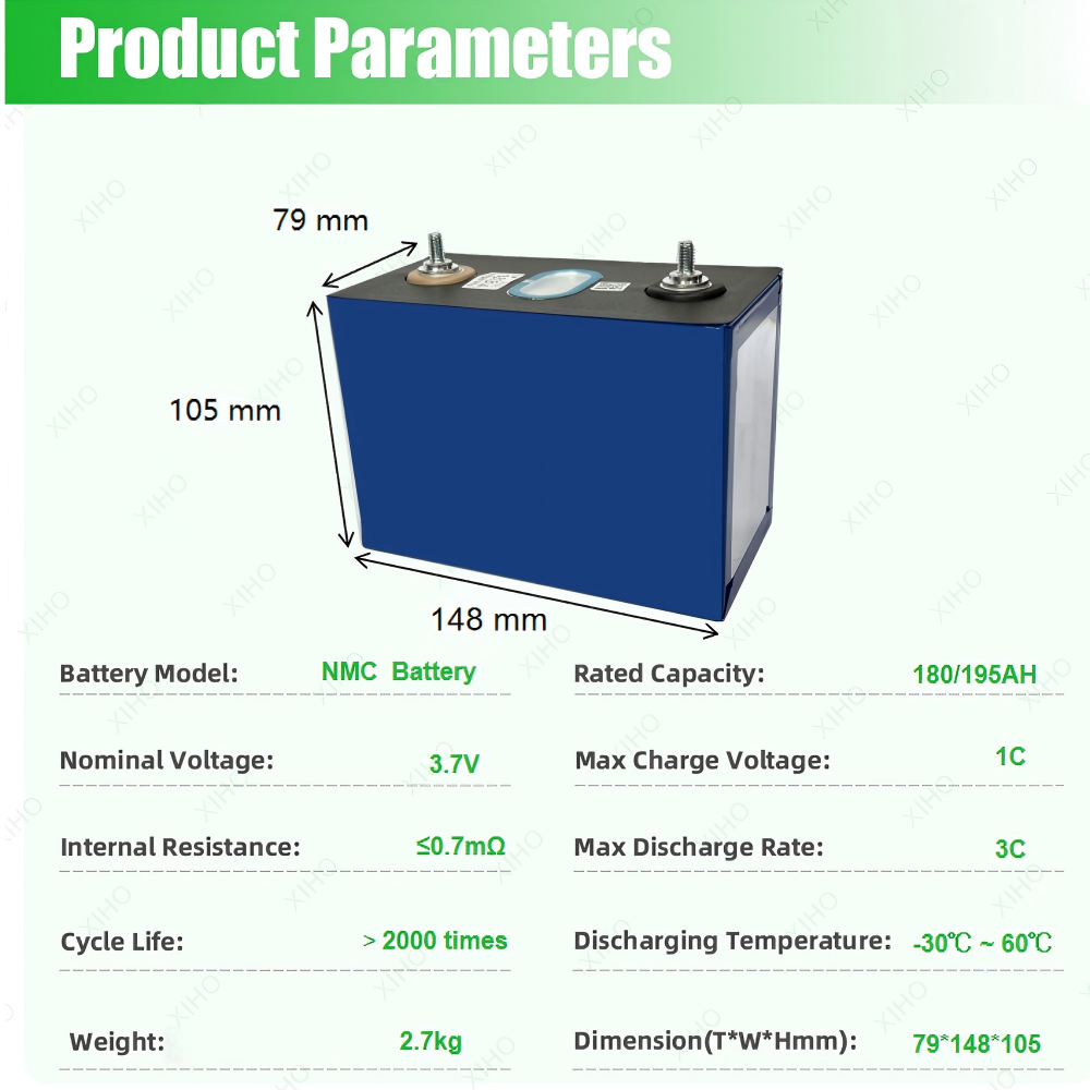 XIHO Hot Selling CATL 3.7V 195Ah High Quality NMC Prismatic Battery Cell