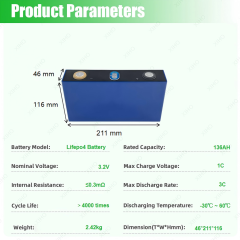 XIHO CATL 3.2V 136Ah 3C MAX Discharge Rate LiFePO4 Prismatic Battery Cell