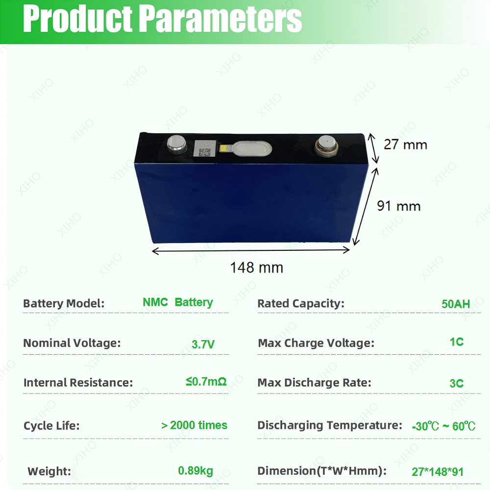 XIHO Best Price BYD 3.7V 50Ah Grade A NMC Prismatic Battery Cell