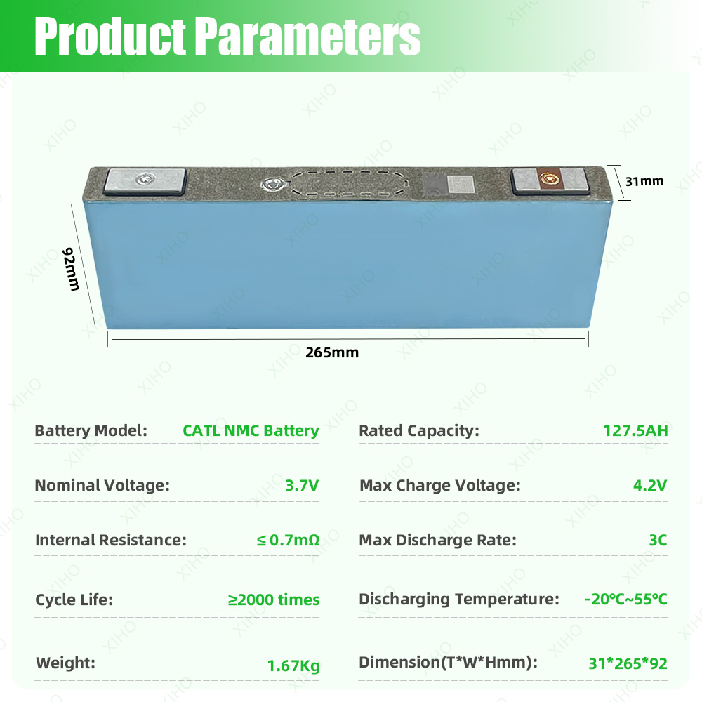 XIHO Premium Quality CATL 3.7V 127.9Ah NMC Prismatic Battery Cell